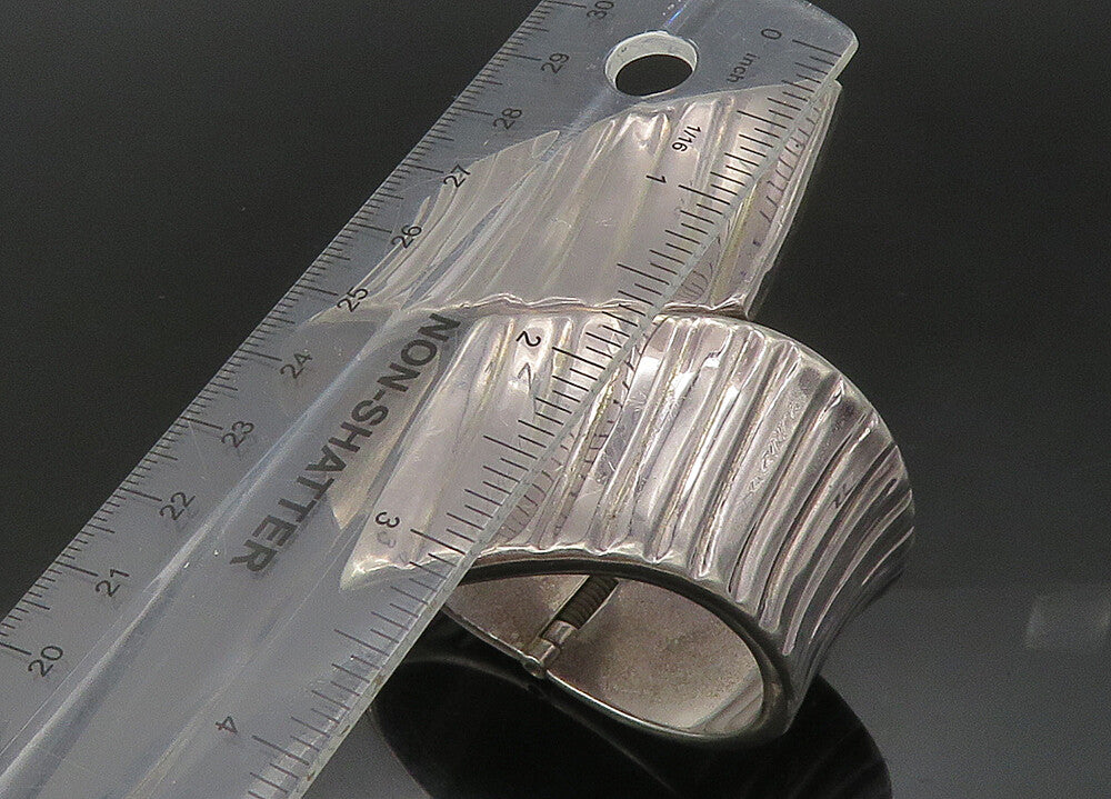 MEXICO 925 Sterling Silver  Vintage Dark Tone Bypass Cuff Bracelet  BT9041