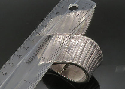 MEXICO 925 Sterling Silver  Vintage Dark Tone Bypass Cuff Bracelet  BT9041