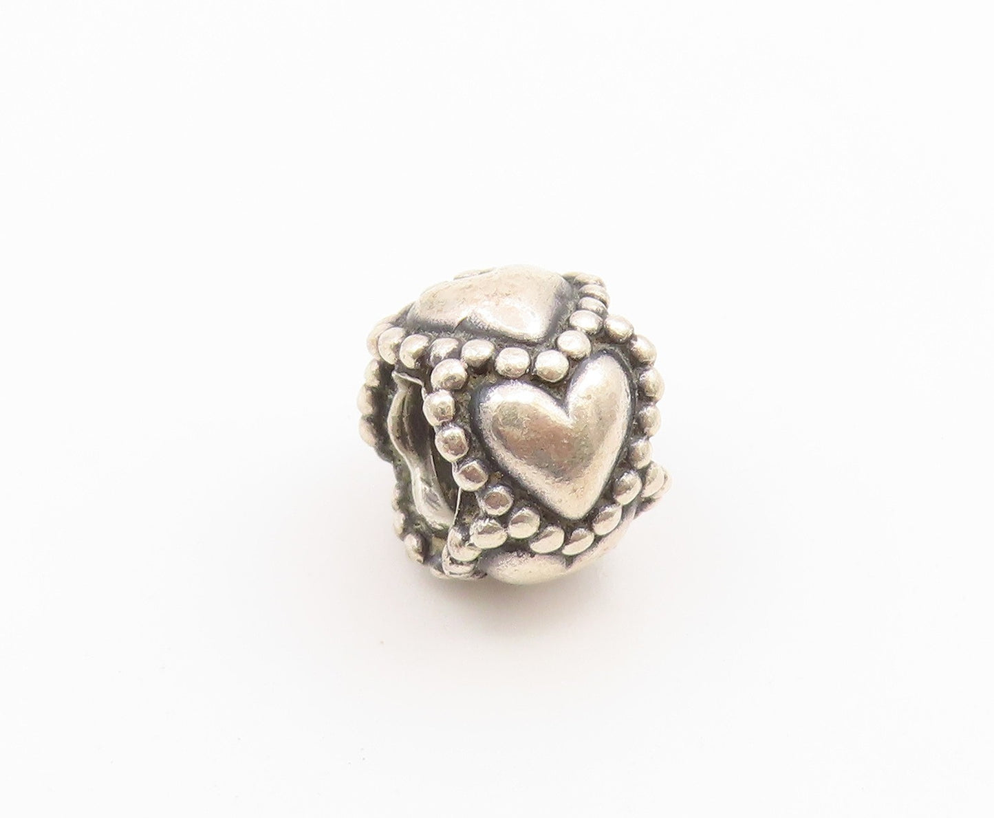 925 Sterling Silver Vintage Pendant PANDORA Love Hearts Motif  Bead  PT26618
