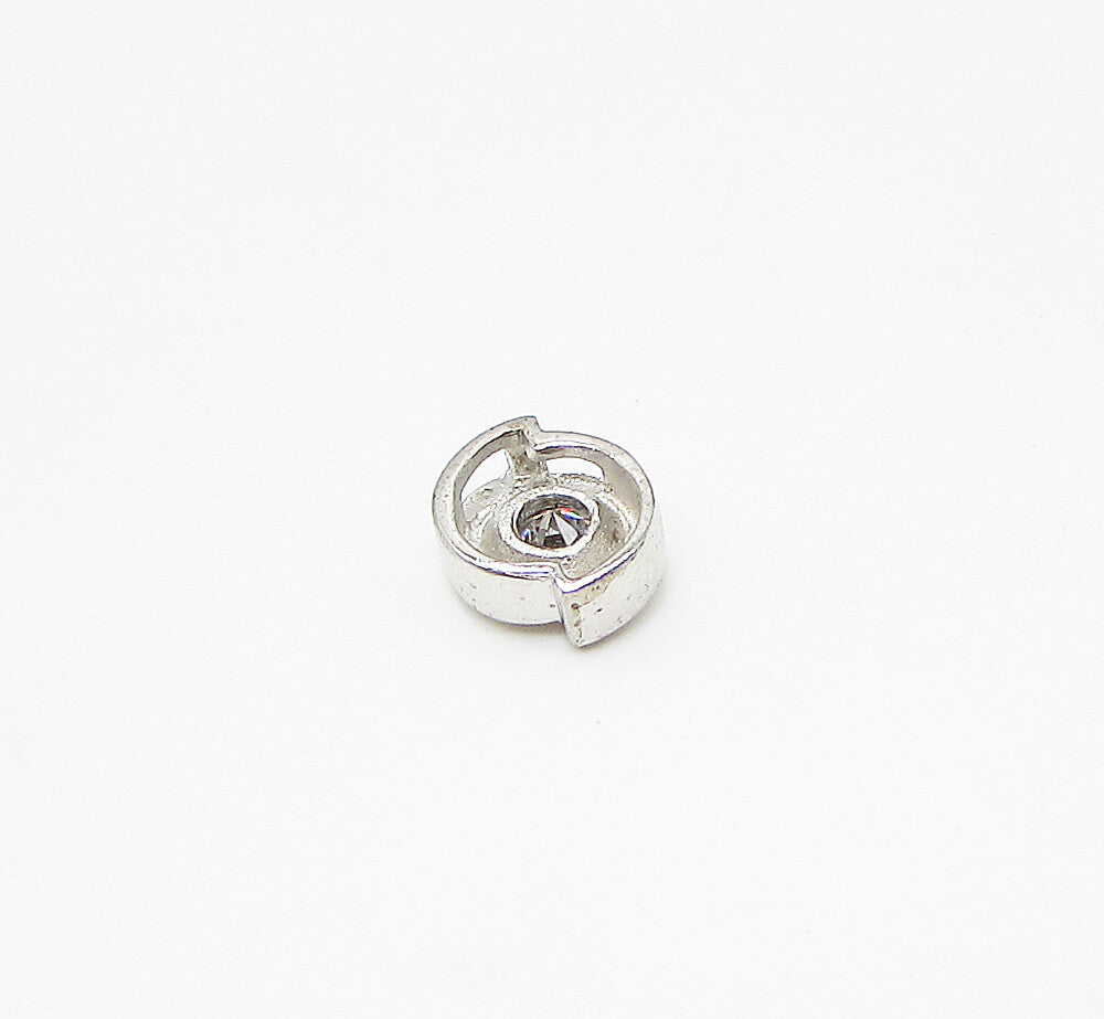 925 Sterling Silver  White Cubic Zirconia Round Slider Pendant  PT2032