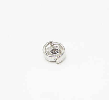 925 Sterling Silver  White Cubic Zirconia Round Slider Pendant  PT2032