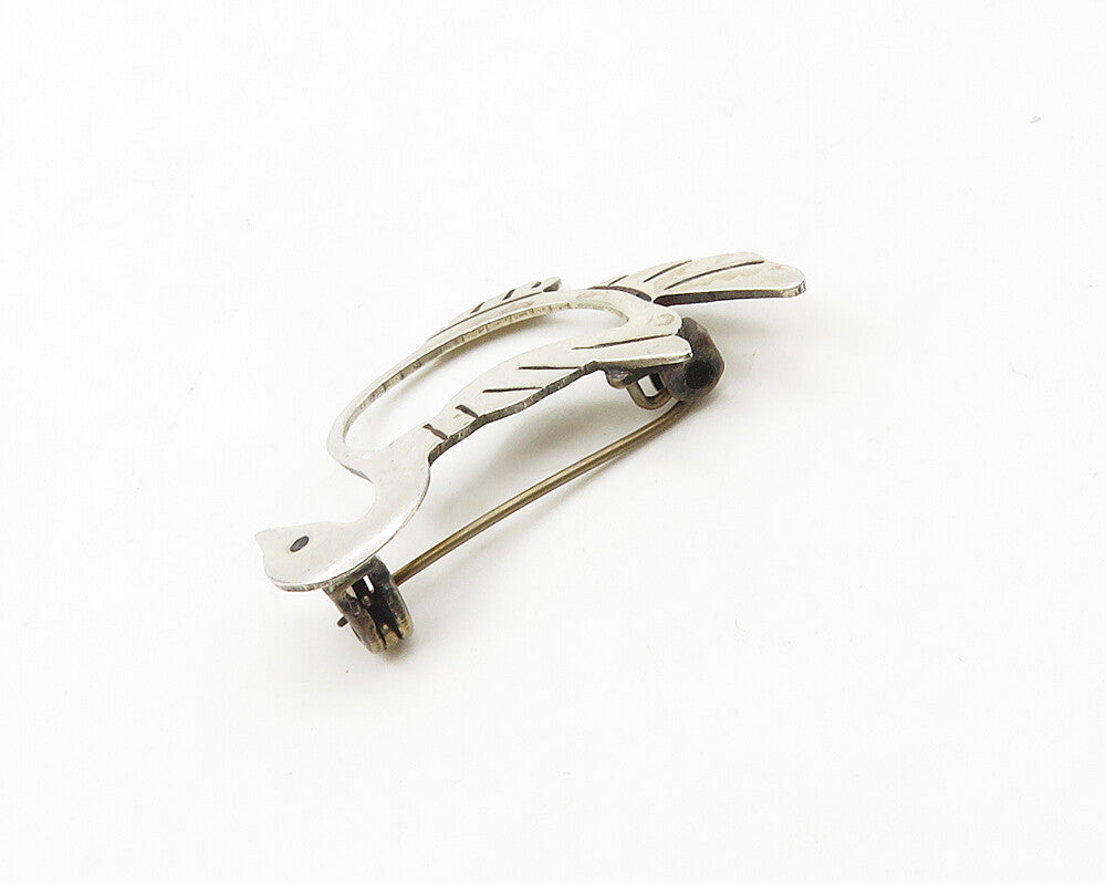 MEXICO 925 Sterling Silver  Vintage Shiny Open Duck Motif Brooch Pin  BP7448