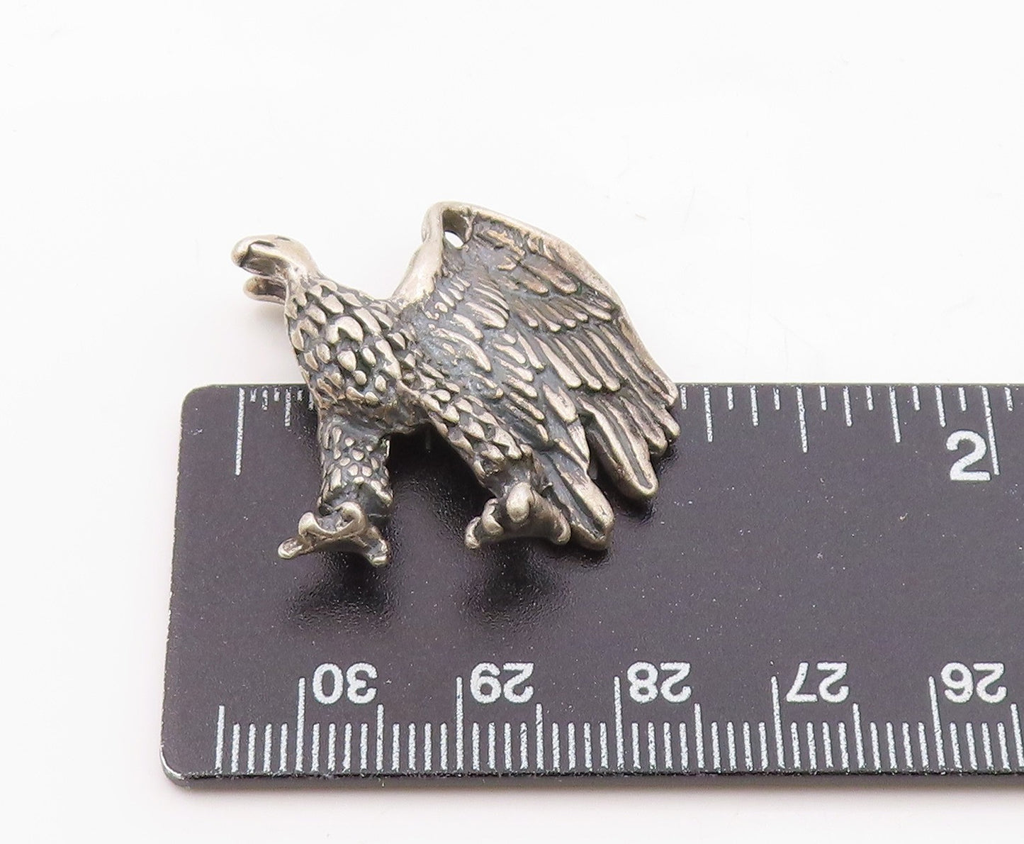 925 Sterling Silver   Vintage Sculpted Flying Eagle Bird Pendant  PT20598