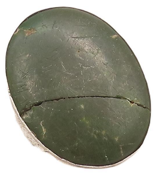 925 Sterling Silver Vintage Ring Antique Southwestern Green Jade Sz 7 RG28234