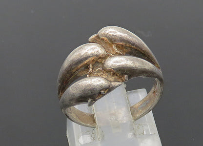 925 Sterling Silver  Vintage Dark Tone Split Dome Band Ring Sz 6  RG21189