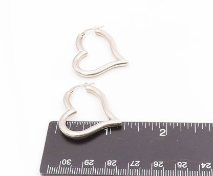 925 Sterling Silver Vintage Earrings Minimalist Open Love Heart Hoops  EG13970