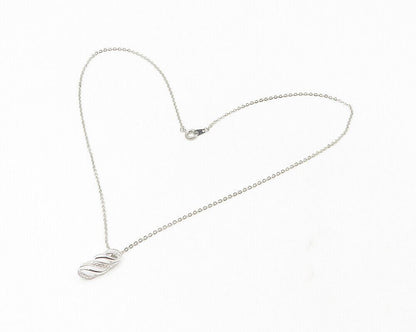 925 Sterling Silver  Shiny Genuine Diamond Swirl Thin Chain Necklace  NE2064
