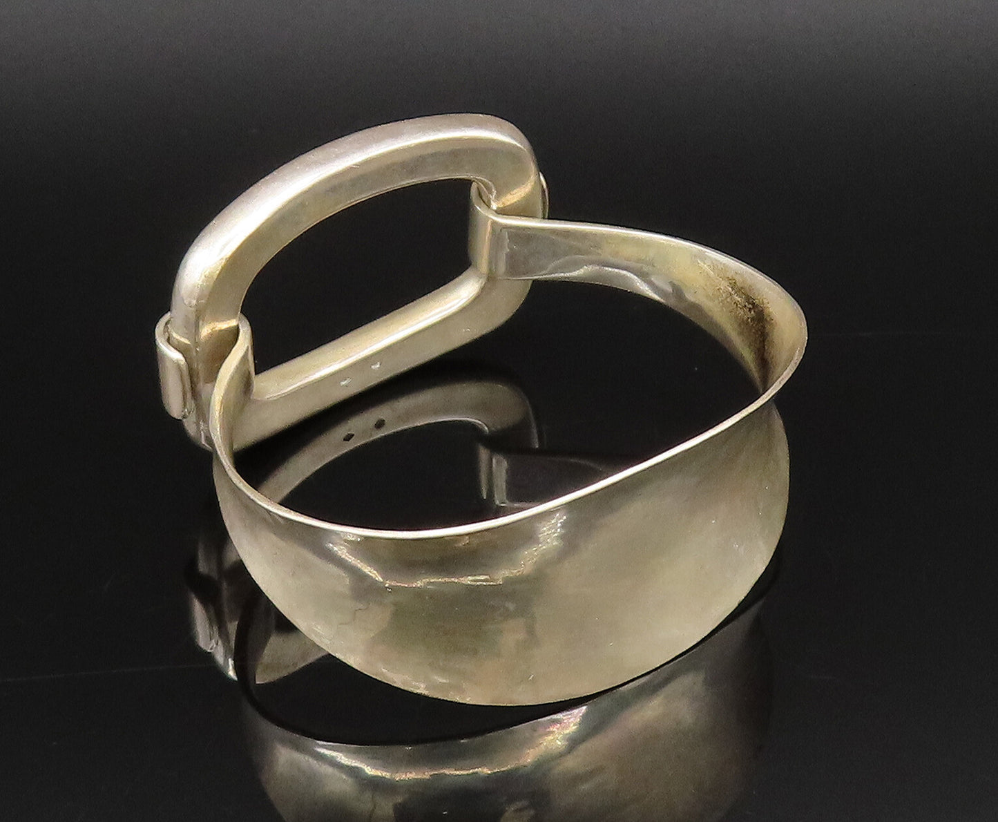 FABRICE 925 Sterling Silver Vintage Hooked Open Rectangle Bracelet  BT9724