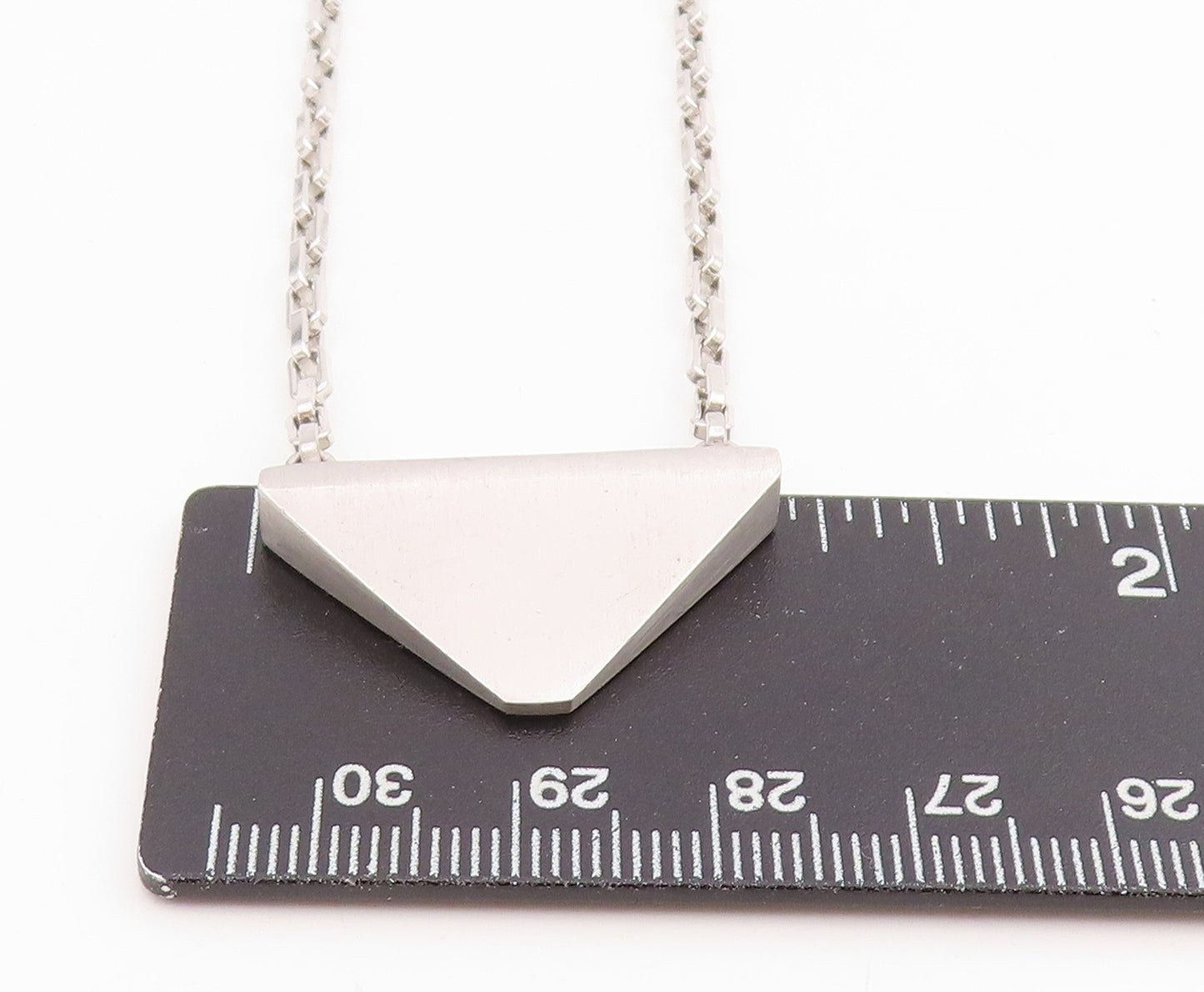 925 Sterling Silver Vintage Necklace Minimalist Geometric Pyramid Chain   NE4726
