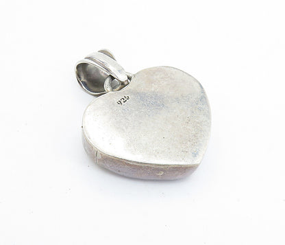 925 Sterling Silver  Vintage White Stone Love Heart Fluted Bail Pendant PT5017