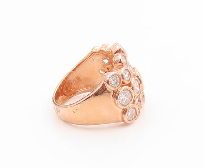 925 Sterling Silver Vintage Ring Gold Plated Bezel Set CZ Cluster  Sz 7  RG34728