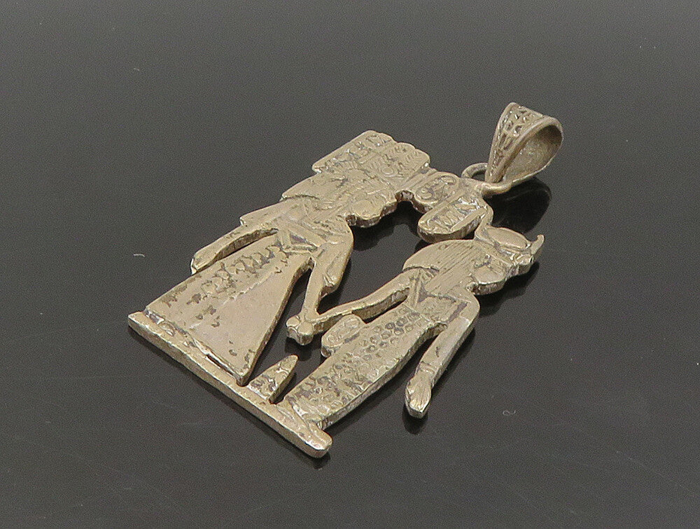 MIDDLE EAST 925 Silver  Vintage Egyptian Pharaoh Holding Hand Pendant  PT19762