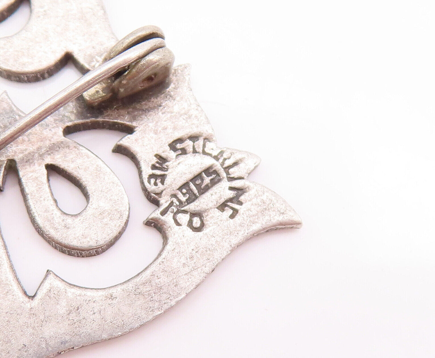 925 Sterling Silver Vintage Brooch Pin Minimalist Swirly Grooved  BP10889
