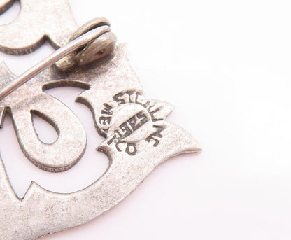 925 Sterling Silver Vintage Brooch Pin Minimalist Swirly Grooved  BP10889