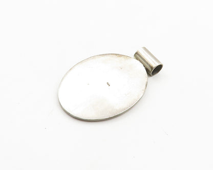 925 Sterling Silver  Vintage Inlaid Abalone Shell Shiny Oval Pendant  PT15397