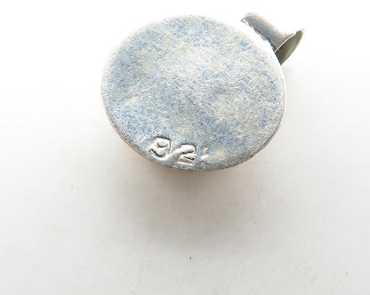 925 Sterling Silver  Vintage Petite Round Orange Jasper Shiny Pendant  PT15435
