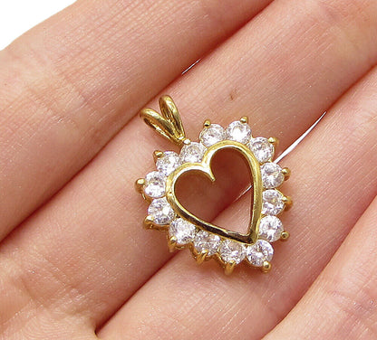 Gold Over 925 Silver  White Cubic Zirconia Love Heart Slider Pendant  PT2307