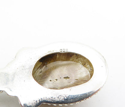 925 Sterling Silver  Vintage Cabochon Rutilated Quartz Dangle Earrings  EG3785