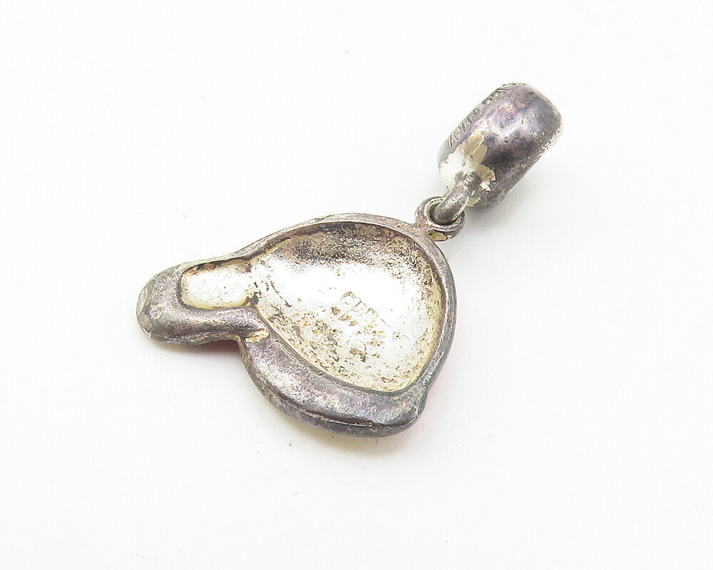 925 Sterling Silver  Vintage Enamel Coated Santa Christmas Hat Pendant  PT8606