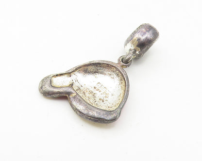 925 Sterling Silver  Vintage Enamel Coated Santa Christmas Hat Pendant  PT8606