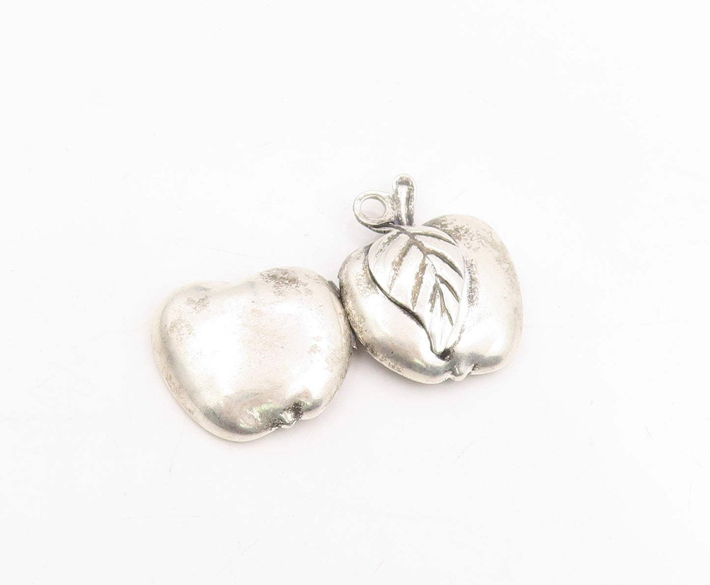 925 Sterling Silver Vintage Pendant Classic Puffy Apple Charm OPENS  PT25334
