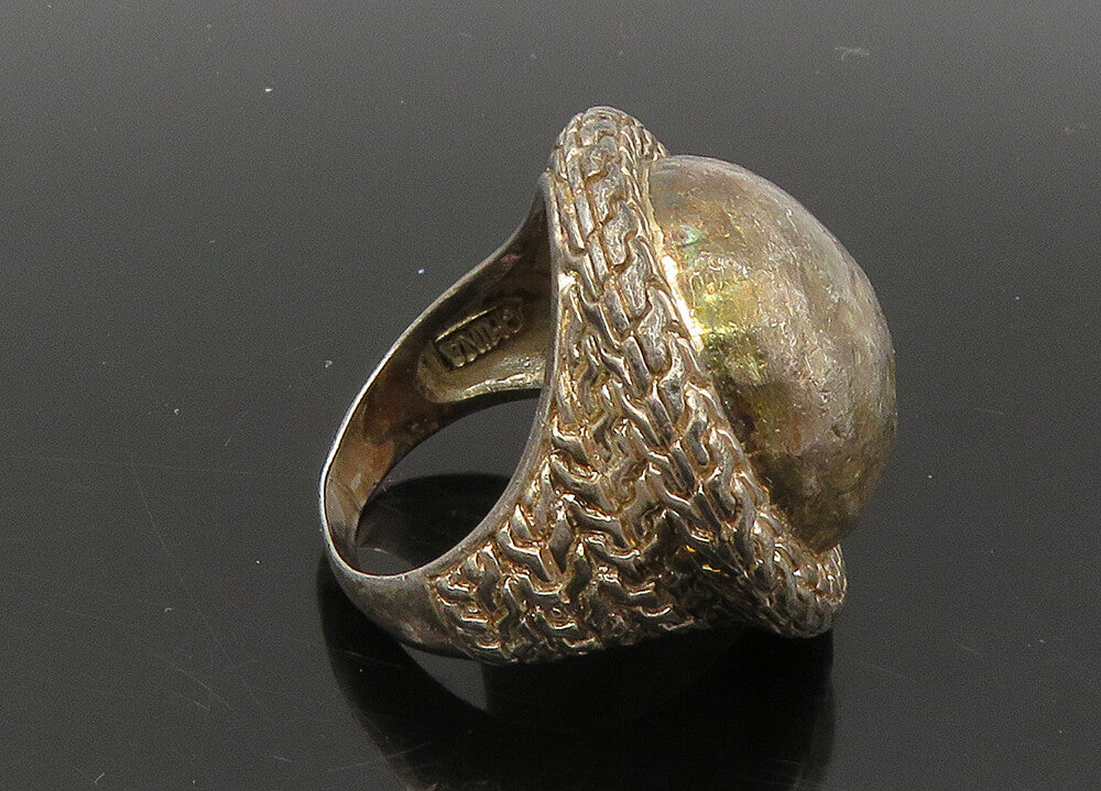 925 Sterling Silver  Vintage Rustic Round Dome Band Ring Sz 7  RG23195