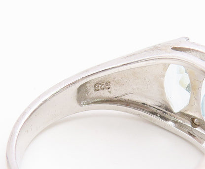 925 Sterling Silver Vintage Ring Marquise Cut Blue Topaz Band  Sz 10  RG36737
