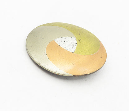 TAXCO MEXICO 925 Sterling Silver  Vintage Three Tone Round Brooch Pin  BP3172