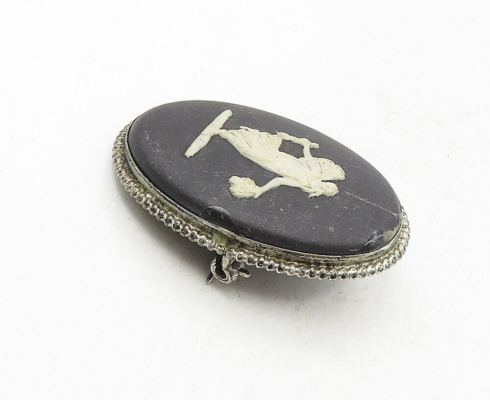 ENGLAND 925 Sterling Silver  Vintage Woman Figure Cameo Brooch Pin  BP3492