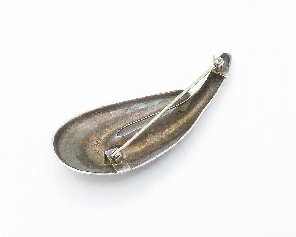 ZINA 925 Sterling Silver  Vintage Modernist Swirl Smooth Brooch Pin  BP5604