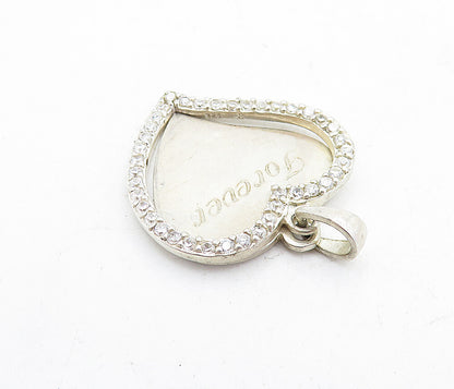 925 Sterling Silver  Vintage Topaz Forever Lifetime Love Heart Pendant  PT3957