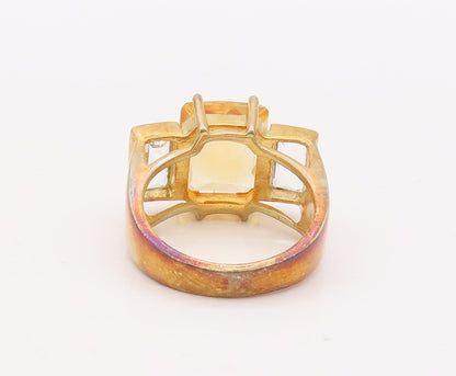 925 Sterling Silver Vintage Ring Gold Plated Citrine & Topaz  Sz 7  RG29927