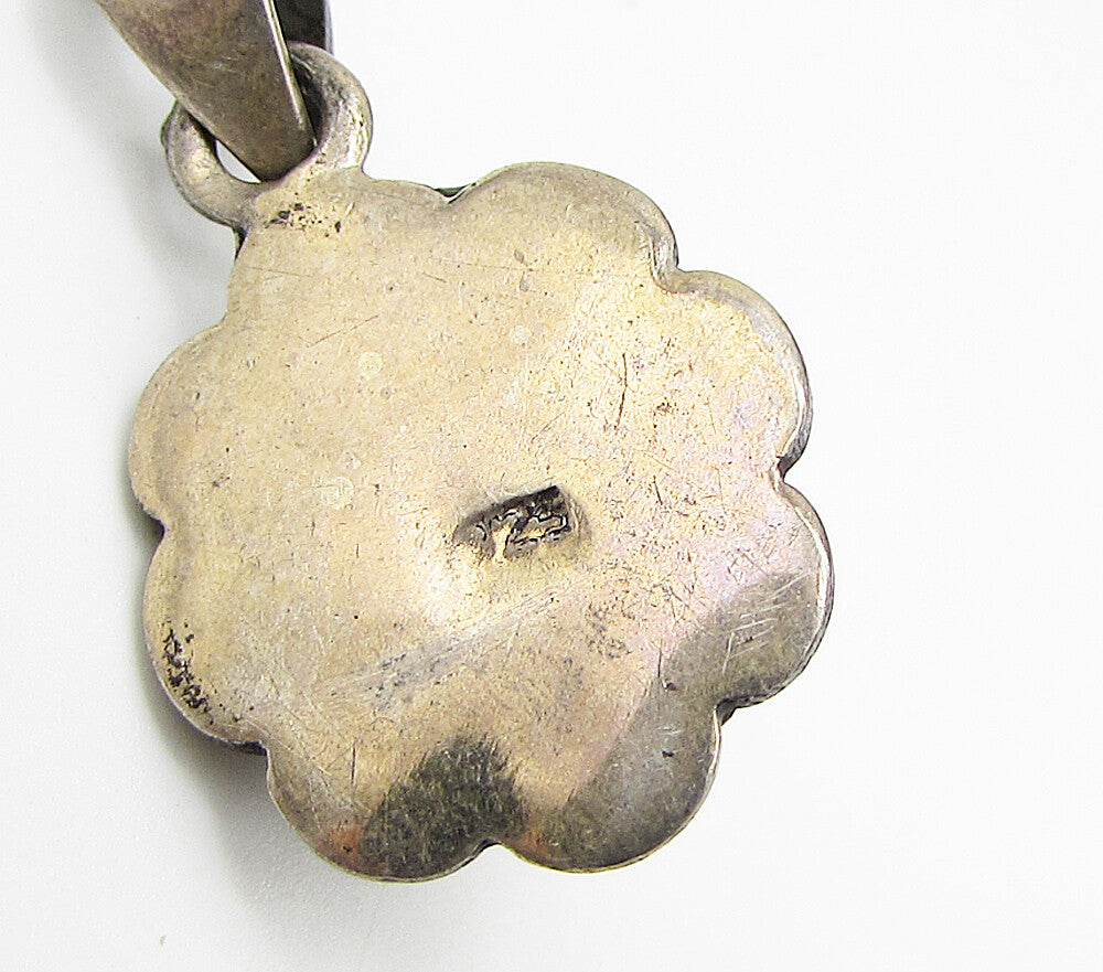 925 Sterling Silver  Vintage Bezel Set Turquoise Drop Pendant  PT2427