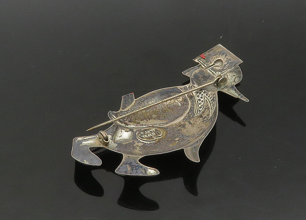 TRUART 925 Silver  Vintage Antique Penguin Graduate Diploma Brooch Pin  BP8714