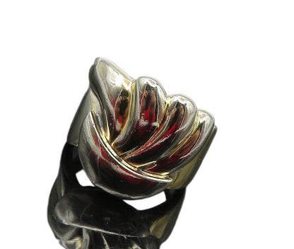 ALEX 925 Sterling Silver  Vintage Shiny Fluted Design Band Ring Sz 6  RG9533