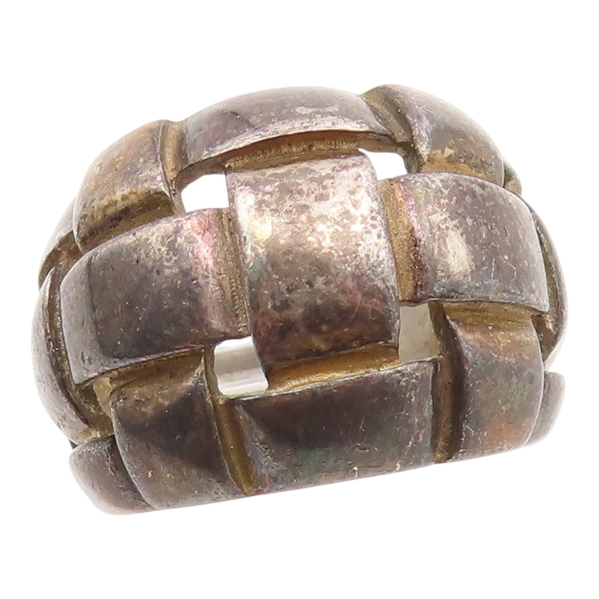925 Sterling Silver Vintage Ring Modernist Basketweave Dome Band  Sz 6  RG35295