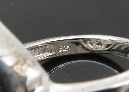 925 Sterling Silver   Vintage Topaz Open Love Hearts Band Ring Sz 7  RG23146