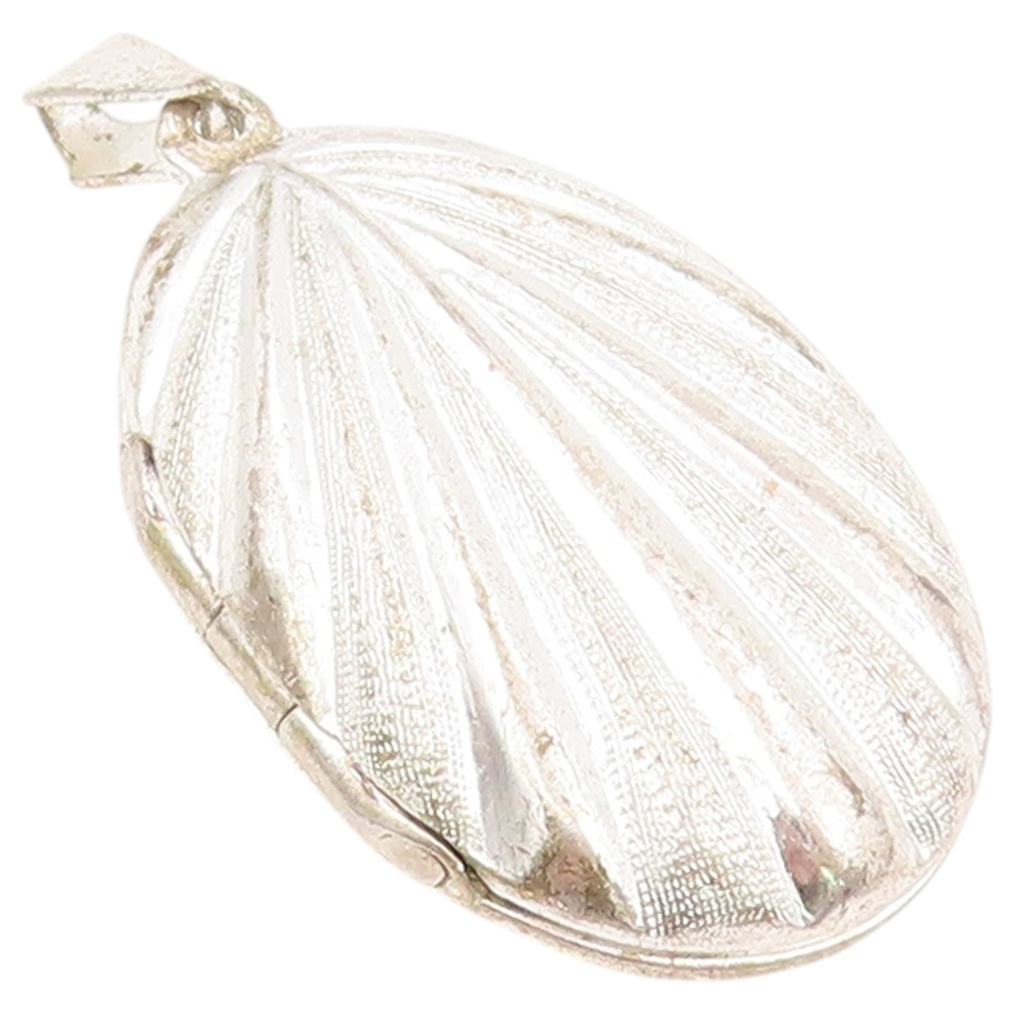 925 Sterling Silver Vintage Pendant Textured Clamshell Locket OPENS  PT26446