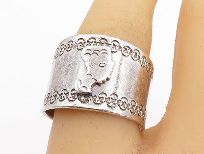 925 Sterling Silver  Vintage Woman Profile Tapered Band Ring Sz 9  RG4862