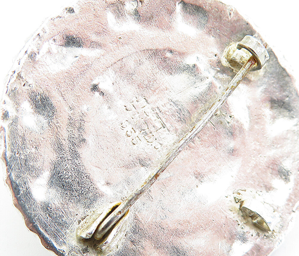 ISRAEL 925 Sterling Silver  Vintage Shiny Round Swirl Dome Brooch Pin  BP1688