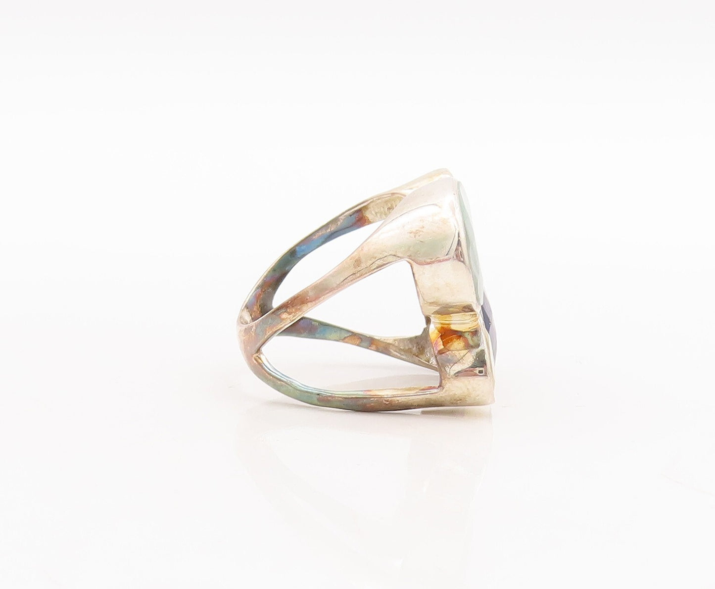 925 Sterling Silver Vintage Ring Multi Size Oval Gemstones  Sz 8  RG29195