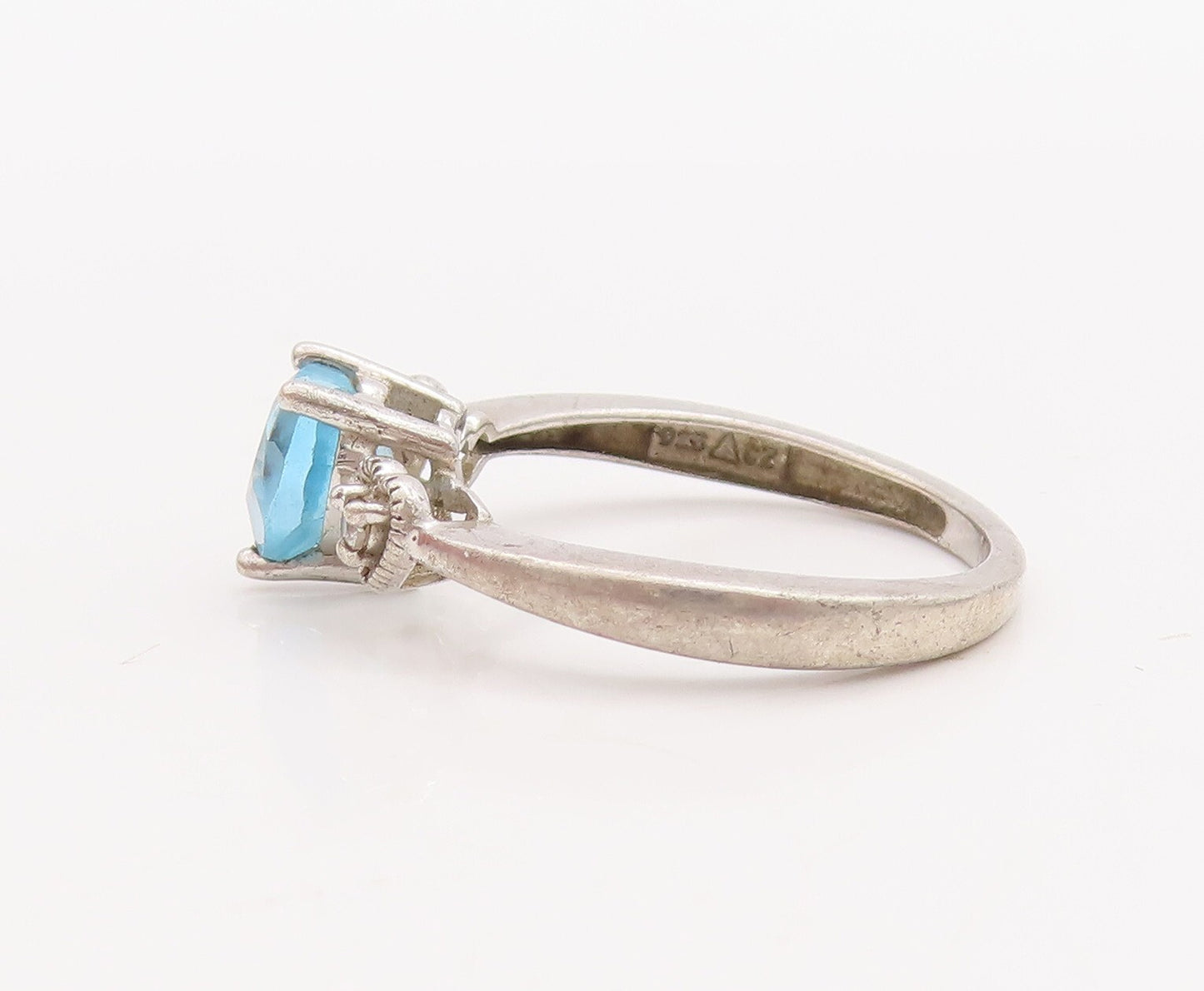 925 Sterling Silver Vintage Ring Designer Heart Cut Two Tone Topz  Sz 7  RG28964