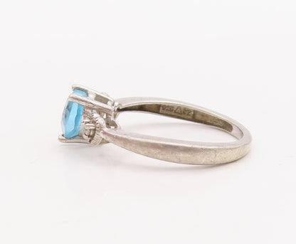 925 Sterling Silver Vintage Ring Designer Heart Cut Two Tone Topz  Sz 7  RG28964
