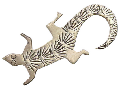 NELSON NAVAJO 925 Silver  Vintage Minimalist Etched Lizard Brooch Pin  BP9942
