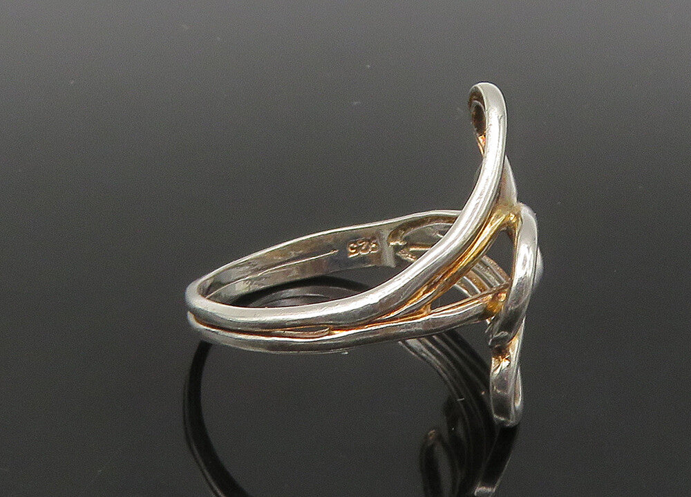 925 Sterling Silver  Vintage Shiny Love Hearts Bypass Ring Sz 8.5  RG22379
