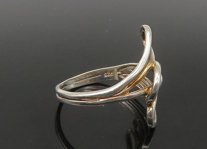 925 Sterling Silver  Vintage Shiny Love Hearts Bypass Ring Sz 8.5  RG22379