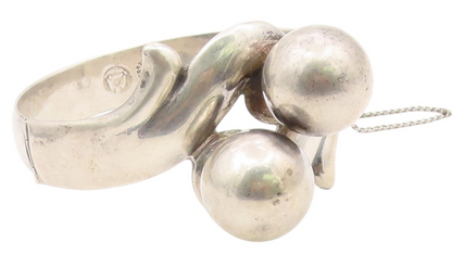MORENA MEXICO 925 Silver  Vintage Shiny Modernist Bangle Bracelet  BT8948