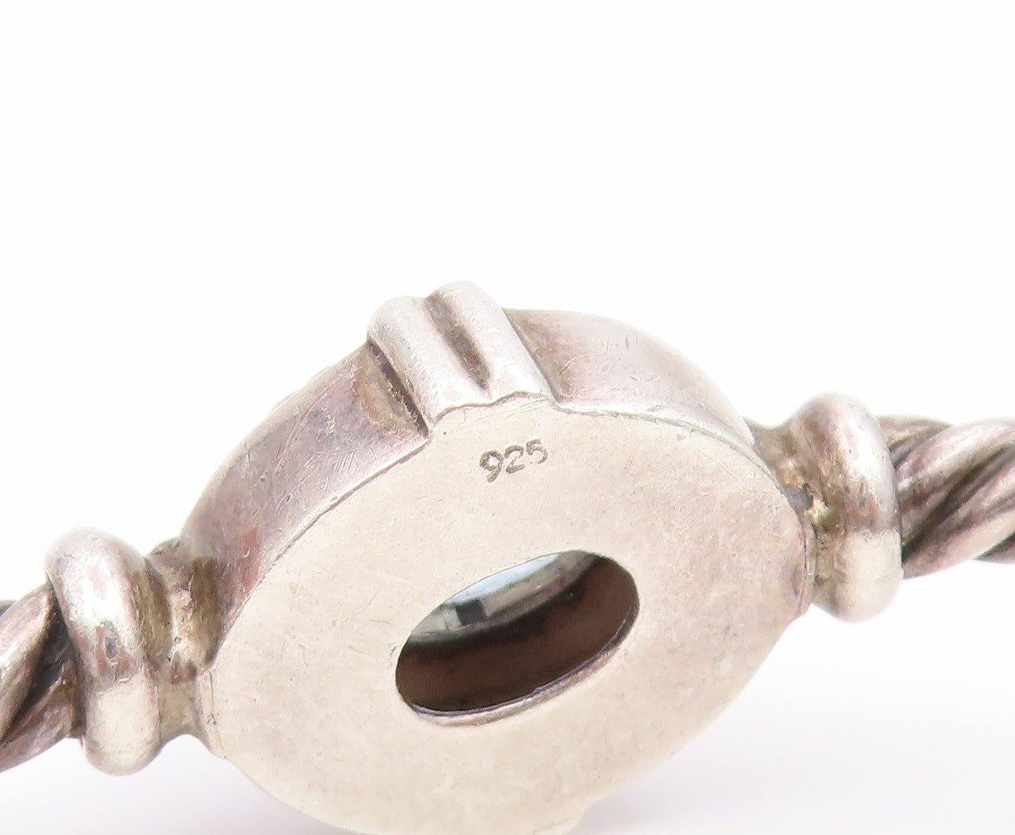 925 Sterling Silver Vintage Bracelet Faceted Topaz Elegant Twisted Cuff  BT11893