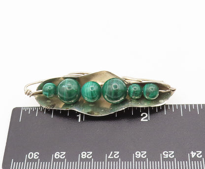 GFMW 925 Sterling Silver  Vintage Malachite Peas in a Pod Brooch Pin  BP10405