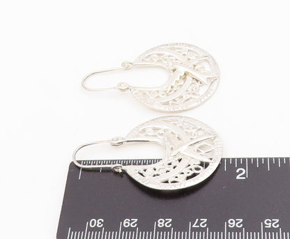 925 Sterling Silver Vintage Earrings Intricate Openwork Dove Bird Drop  EG13906